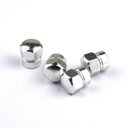 Farge aluminiumslegering ventilhetter, lekkasjesikre bilventilhetter, store sekskantskruer, ventilhetter (sølv (10 stk))