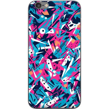 Yhteensopiva Puhelinkuori Apple iPhone 6 Plus Dynaaminen abstrakti kuvio terävillä muodoilla ja sivellintöyhdöillä vaaleanpunaisessa ja turkoosis
