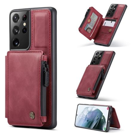 Samsung Galaxy S21 Ultra - CASEME Skal med Plånboksfunktion - Röd Red Röd