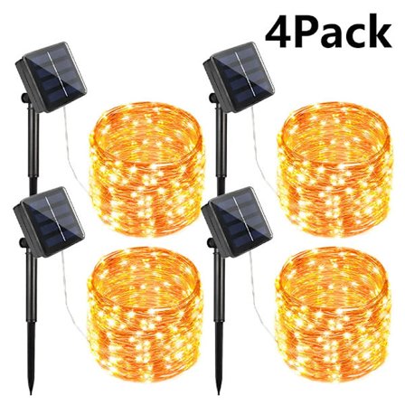 7M/12M/22/32M Solcellelys LED Lyskæde Udendørs Guirlande LED Vandtæt Girlande Lyskæde Jul Fest Have Solcellelampe Dekoration 4xVarm Hvid
