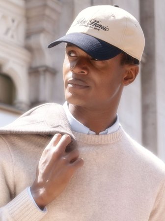 Beige & Blaue Baseball-Cap