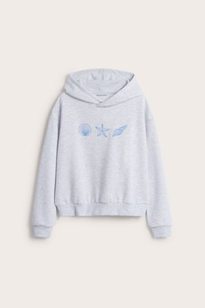 Kappahl | Bluza z kapturem, z nadrukiem | Jasnoszary