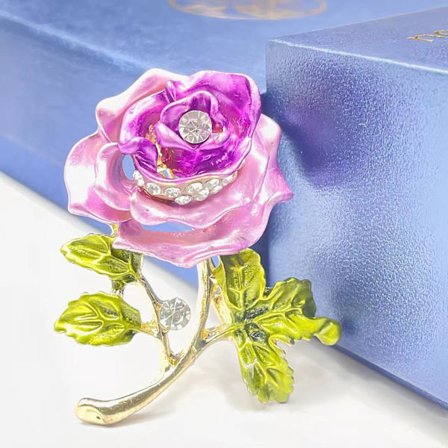 High-Quality Rose Flower Brooch (Pink Purple Rose)