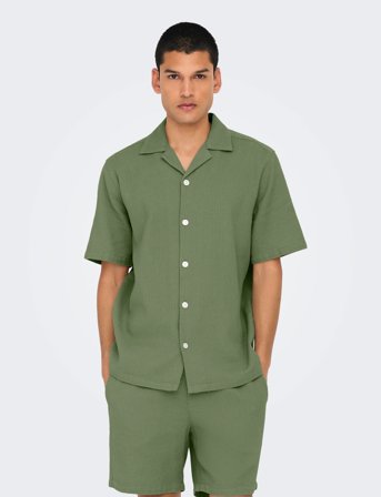ONLY & SONS Onsbertil Waffle Ss Resort Shirt - Green - S