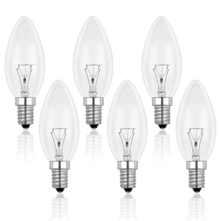 Hehkulankkulamppu E14 60W 230V, E14 Flame-lamppu, Himmennettävä Lämmin Valkoinen 2700K, 600LM, C35 Läpinäkyvä Lamppu, Kattokruunuun, Työpöytälamppuun,