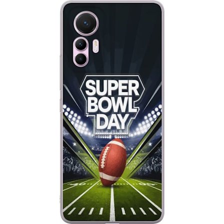 Kompatibelt Mobildeksel til Xiaomi 12 Lite Super Bowl Day plakat med amerikansk fotball på opplyst arena i dramatisk sportsdesign