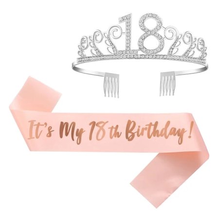 Grattis på 18-årsdagen Tiara, Födelsedagsflicka Skärp och Tiara 18 År O