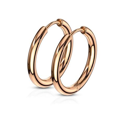 1par 17mm Hoops Örhängen I Rödguldpläterad 316l Kirurgiskt Stål
