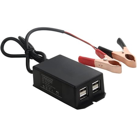 12v 24v till 5v USB-strömadapter, vattentät motorcykelladdare Motorcykel USB-laddningsadapter med krokodilklämma