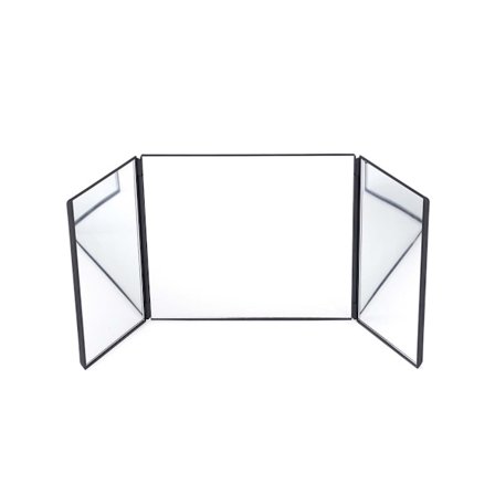 Sort Tre-Foldet Bil Solskærm Makeup Spejl - Uden Lys