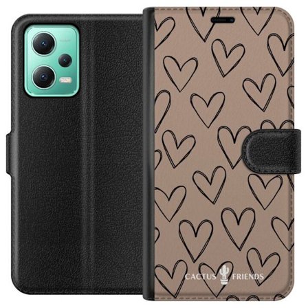 Yhteensopiva Lompakkokotelo Xiaomi Xiaomi Redmi Note 12 Cactus and Friends - Earthy Sketch Hearts