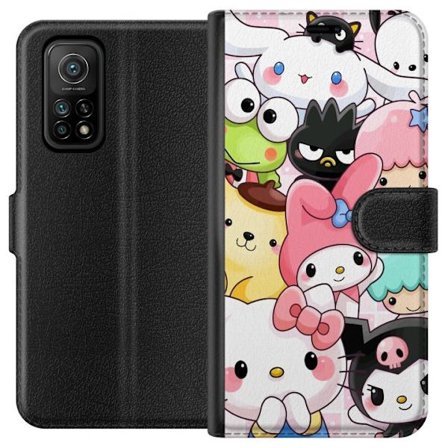 Kompatibelt Lommeboketui til Xiaomi Mi 10T 5G Tett mønster av søte figurer med store øyne i ulike farger og uttrykk med LABUBU-tekst