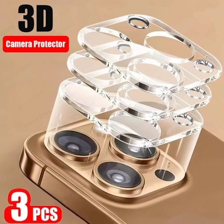 3-pack 3D Klar Kameralinsskydd kompatibel med iPhone 11 12 13 14 15 16 Pro Max 14 15 16 Plus 13 12 Mini Kameralins Härdat Glas