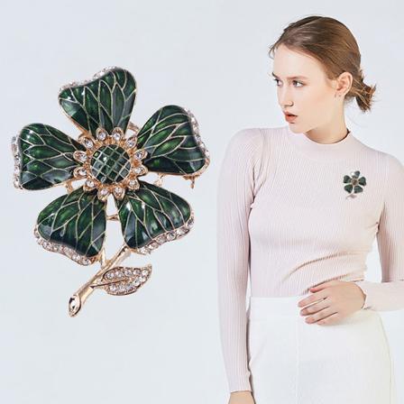 Rhinestone Flower Broscher För Kvinnor Flickor Enkel Design Mode