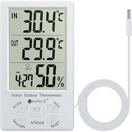 Termohygrometer LCD Digital Termometer Hygrometer Innendørs og Utendørs Termohygrometer