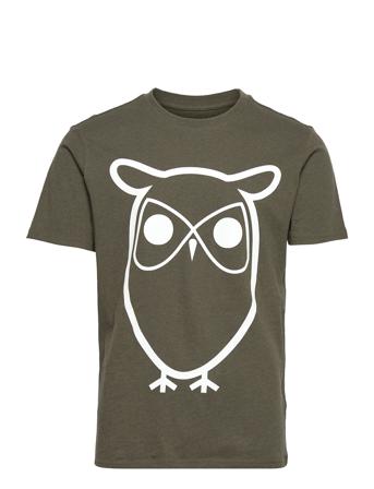 Alder Basic Owl Tee - Gots/Vegan T-shirts Short-sleeved Vihreä Knowledge Cotton Apparel