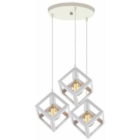 Vintage-stil Geometrisk Kronljus Hängande Lampa Armatur Metall Kubformad Taklampa för Sovrum, Vardagsrum