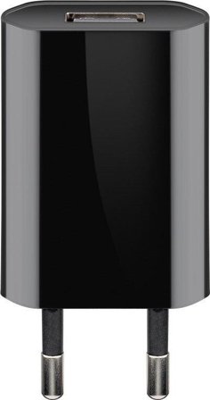 Goobay USB charger 1 A, black - with 1 USB port, slim design