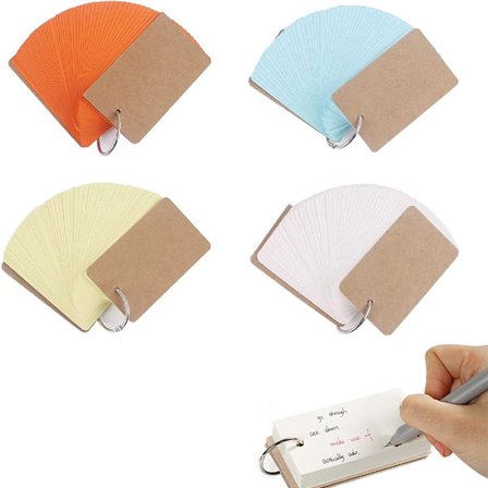 Karteikort - 4 farger - Flash-kort - Flashcards - Vokabular-kort - Linjert