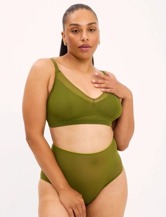 Understatement Underwear Mesh Support Bra - Green - M