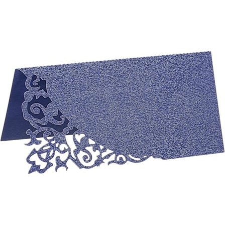 Bordsplaceringskort med namn, 50 st 3,9 x 3,9 tum, festdekoration, ihålig design, tomma sittkort för bröllopsfest, placeringskort, blå