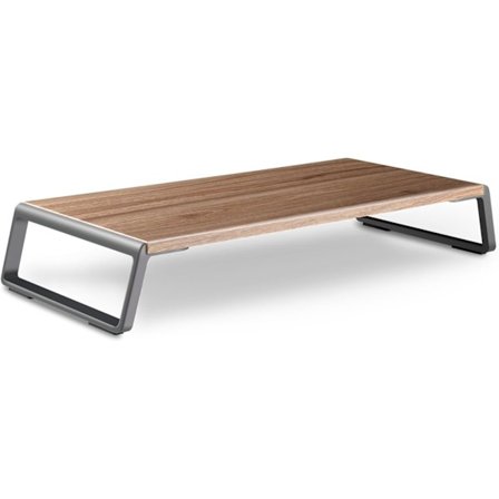 Multi-enheds skærmstander med en robust 50,8 x 24 cm platform og pladsbesparende metalben med opbevaring.