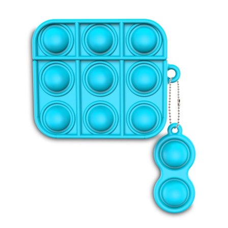 AirPods 3 fidget toy-liknande silikonhölje med nyckelring - Himmelsblå