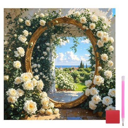 Diamond Art Kits til voksne, 5D Blomster DIY Diamantmaleri Håndværk til Hjemmevægdekoration, Ideelle Gaver til Kunstelskere 35x35 cm/14x14 tommer