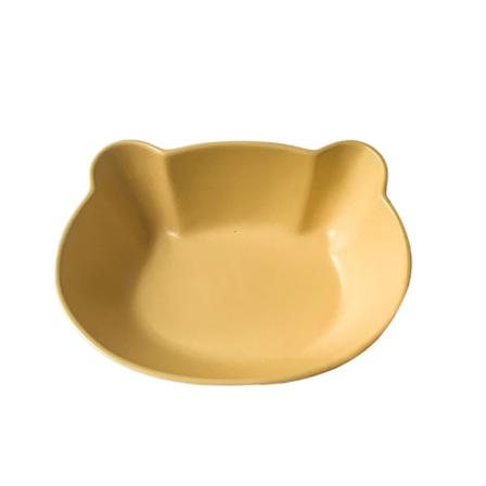 1 stk Kawaii Bjørneskål Søt keramikkskål Plussplate Dessertskål Gul