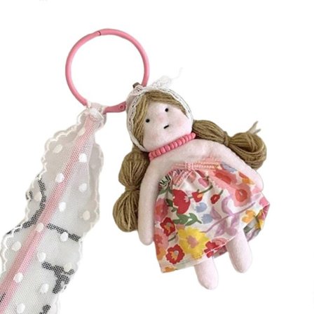 Söpö nukke avaimenperä käsintehty pitsikukkamekko tyttö riipus laukku viehätys tyylikäs lompakko korut muodikas puhelin lisävaruste pilkullinen hame