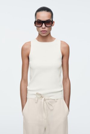 COS Frauen Strick-Tanktop Mit Röhrenförmigen Besätzen in Weiß