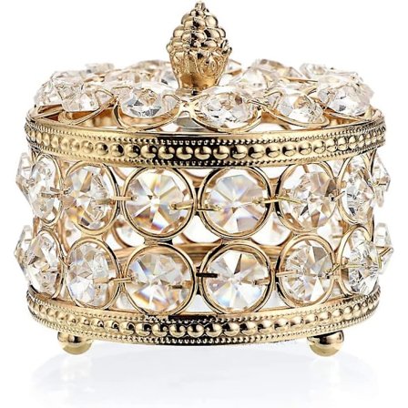 Kristall spegel smyckeskrin smycken prydnadsask arrangör låda heminredning ring örhängen halsband förvaringshållare minnessak låda