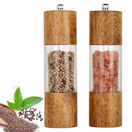 Manuel salt- og peberkværn i træ med justerbar diameter på 6"