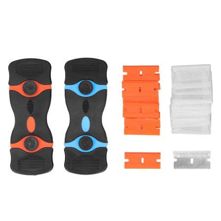 22 stk. skraberværktøj med barberblad - Multifunktionelt rengøringsværktøj med blå og orange håndtag med 2 fløjter