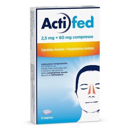 Actifed 2,5 mg 12 Compresse Congestione Nasale e Raffreddore