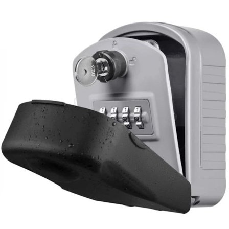 /EA/Stor Utomhus Nyckelsäkerhetsbox med 4 Koder & Nödnycklar, Vattentät och Rostfri, Väggmonterad Nyckelbox kompatibel med Skola, Kontor, Fabrik (