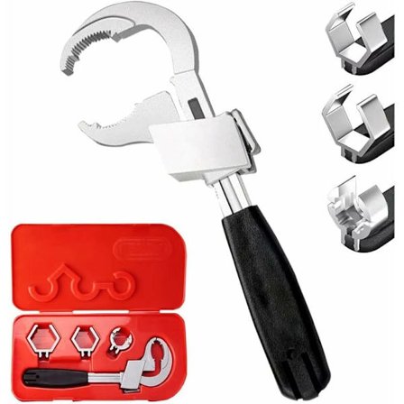 Dobbel ende justerbar universalnøkkel - Multifunksjonell halvmånenøkkel for reparasjon av sanitærvannrør