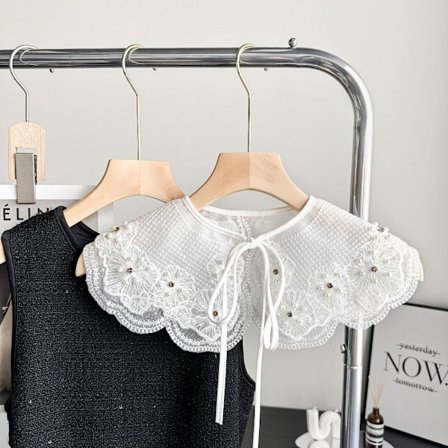 Dame blonder krage avtakbar skjorte kappe falske falske krager