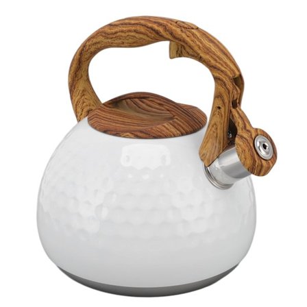 3L rustfritt stål vannkoker med plystring, induksjonstopp, elektrisk keramisk komfyr, hvit