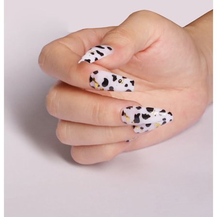 Mote Leopardmønster Franske Falske Negletips Matt Rosa Full Dekning