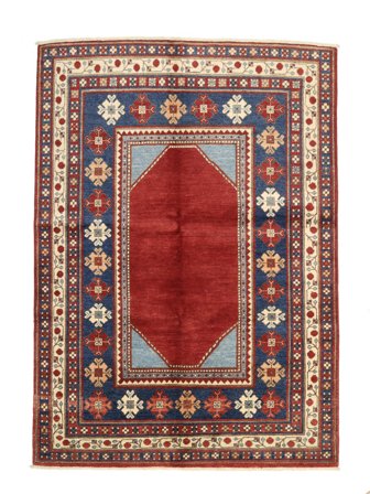Hand Knotted Kazak Fine Rug 141X191 Dark Red/Brown