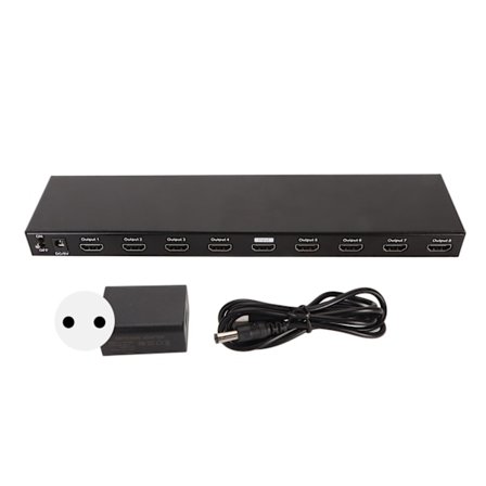 1x8 HD Multimedia Interface Splitter 4K 30Hz 3D 1 in 8 Out HD Multimedia Interface Splitter för TV Projektor 100‐240V EU-kontakt
