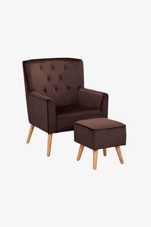 Loft24 - Fåtölj Michigan, med fotpall - Brun - Fåtöljer - Från Homeroom