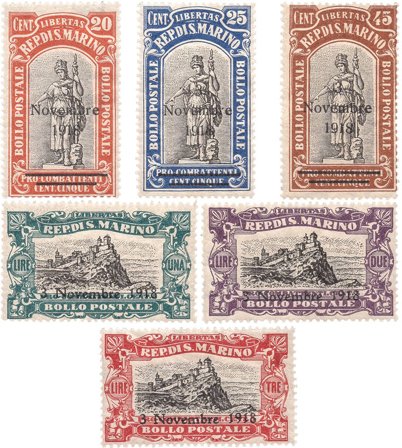 San Marino 1918 - MICHEL 62/67 - Postfrisk