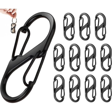 12-delt dobbel åpning karabinkrok nøkkelring - S-formet karabinkrok - Nøkkelring - Mini karabinkrok