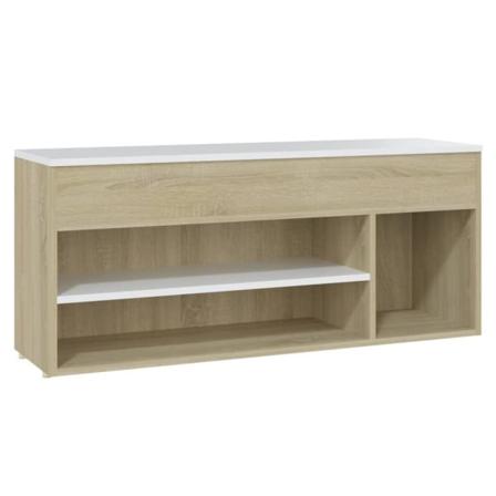 Vidaxl Skobänk Vit Och Sonoma-ek 105x30x45 Cm Konstruerat Trä Beige