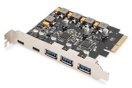 Digitus PCIe Karte 2x USB-C + 3x USB A 5x SuperSpeed 10Gbps