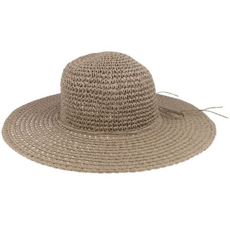 Seeberger - Beige sunhat Hatt - Paper Crochet Floppy Taupe Sun Hat @ Hatstore