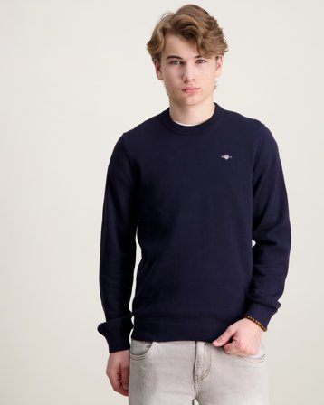 GANT Shield Cotton Crew Neck Sweater Blå Tröjor Kille - Kids Brand Store