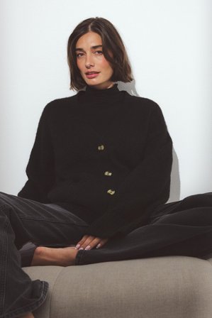 NA-KD - Strikket cardigan i ullblanding - Cardigan - Svart - XS